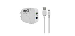 CARGADOR - NISUTA - P/CELULAR 2 PUERTOS LIGHTNING 2.4A NS-FU524UI