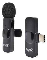 MICROFONO - NISUTA - CORBATERO INALAMBRICO 2.4GHZ CON RECEPTOR USB C  - NS-MICW1